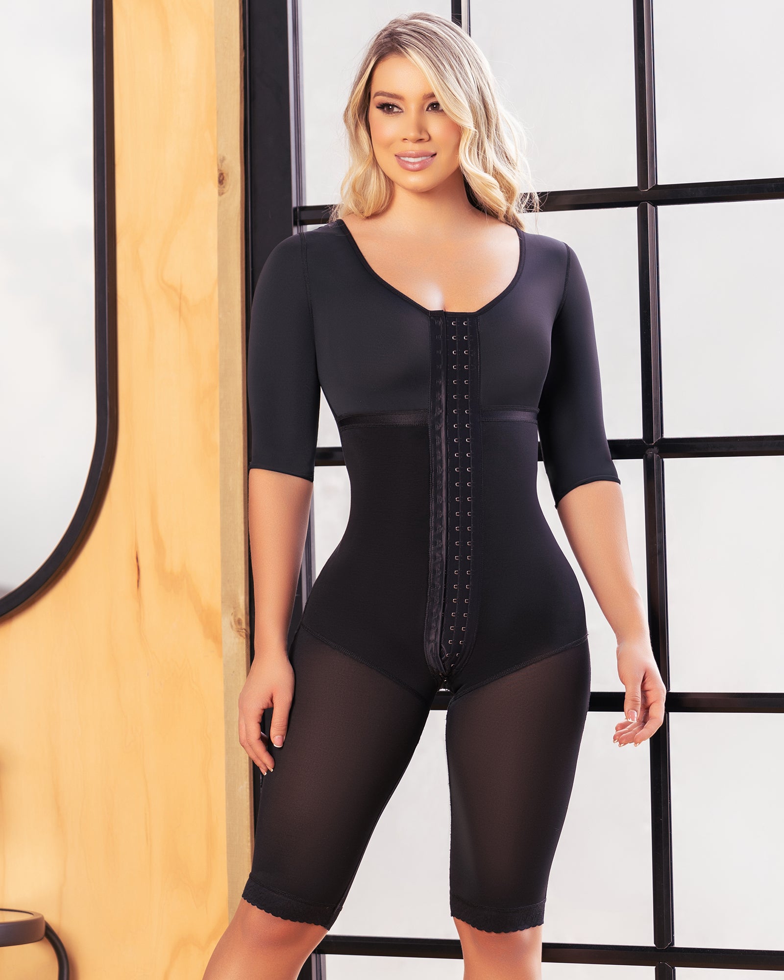 Colombian Shapewear High Compressión Full Body With Sleeves and Bra 072