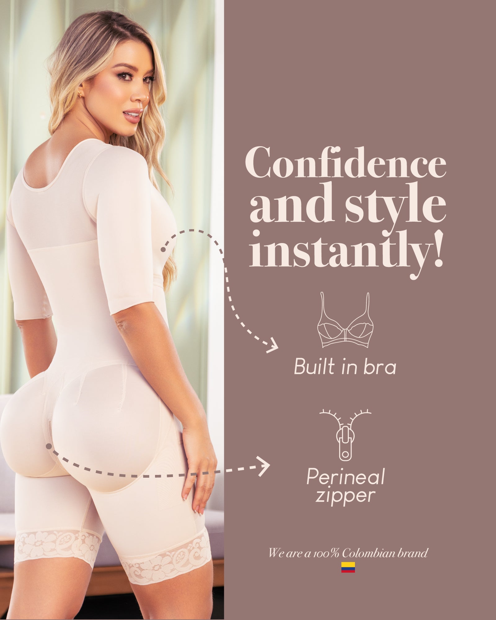 Colombian Shapewear High Compressión Mid Leg With Sleeves 042