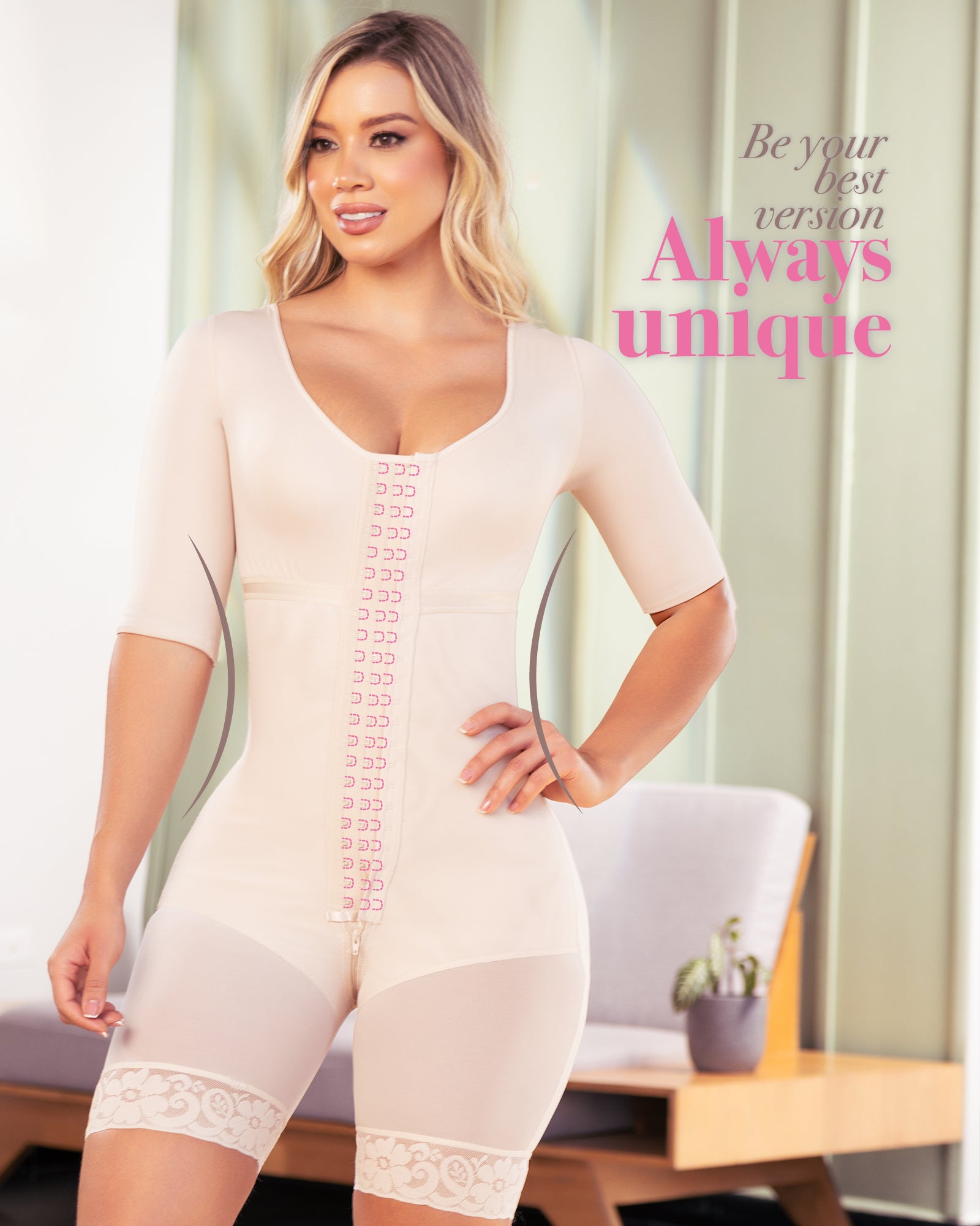 Colombian Shapewear High Compressión Mid Leg With Sleeves 042